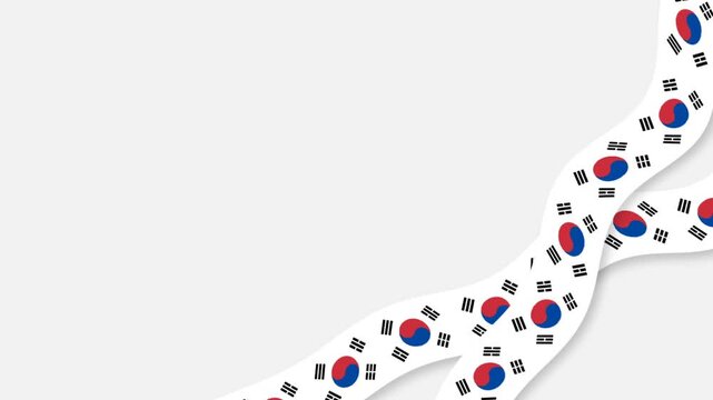 Dynamic South Korean Flag Ribbons Background for Remembrance and Military Appreciation.