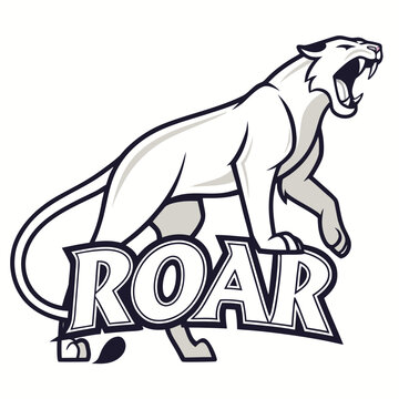 Puma Roaring image vector. puma roar logo design illustration on white background.