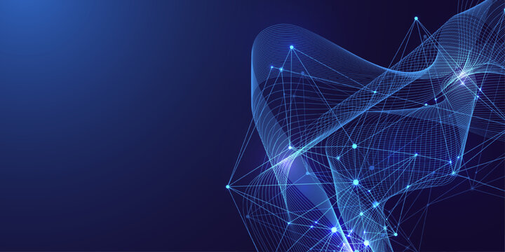 Global network connection concept. Big data visualization. Social network communication in the global computer networks. Internet technology. Business. Science. Vector illustration