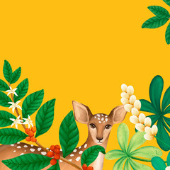 Obraz premium Deer background, yellow design, animal illustration
