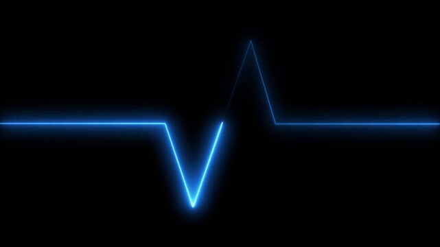 Glowing neon electrocardiogram wave showing medical health monitor, emergency cardiology signal and life.
