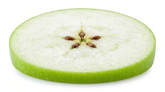 Fresh Green Apple Half Cross Section Isolated on White