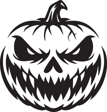 Scary jack o lantern with sharp teeth and spooky face design Vector