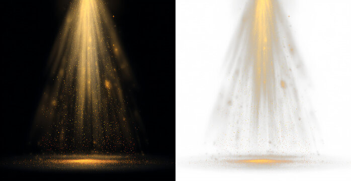 Warm yellow spotlight with reflection and dramatic illumination PNG