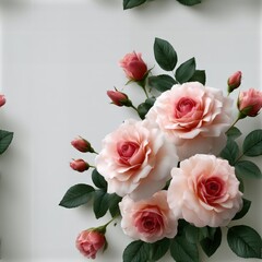 Fototapeta premium Vintage rose floral pattern in soft pink tones, romantic garden elegance, feminine decor, timeless botanical beauty. SEAMLESS PATTERN