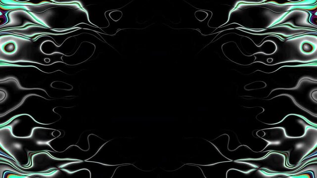 Abstract art form features glowing green lines on dark background