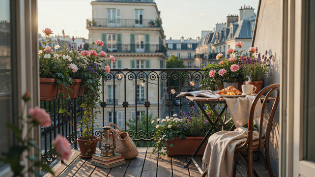 A Parisian morning from a Haussmann apartment balcony