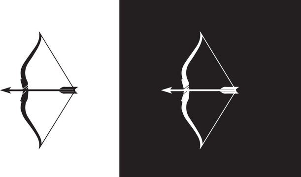 Archer bow and arrow simple silhouette icon vector