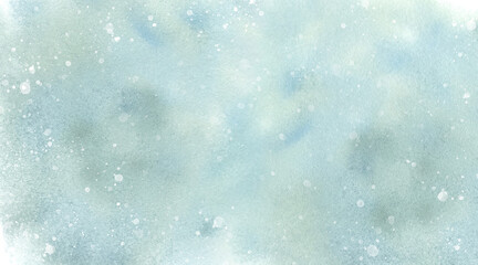 Abstract pastel green watercolor horizontal banner. Background with white paint splashes. Hand drawn texture, splatters, paint drops. Artistic light mint background for invitation, greeting card. © Yulia Kapura