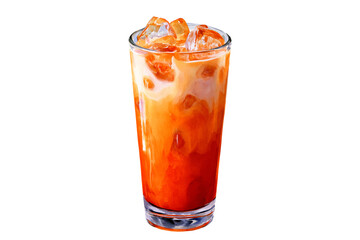 Thai iced tea watercolor illustration png for cafe menu design 2026. © Jones