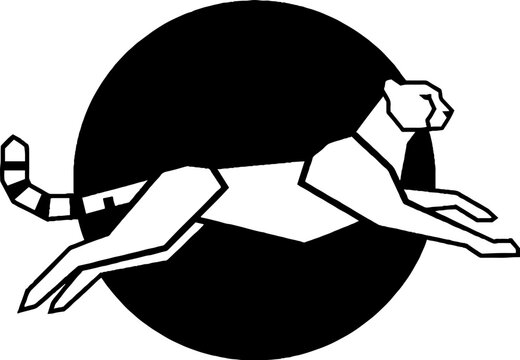 Geometric cheetah silhouette in mid stride design.