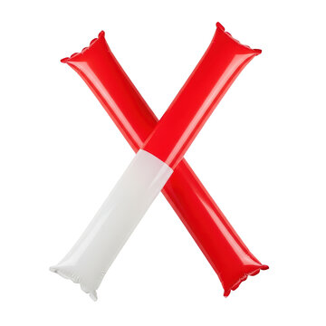 Red and white inflatable tube crossing.