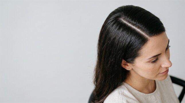 Woman with healthy hair and scalp beauty