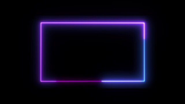 Neon moving rectangle frame video overlay premium seamless vaporwave abstract background loop for editing, aesthetic neon light frame borders 4K motion graphics video effects pack editing loop