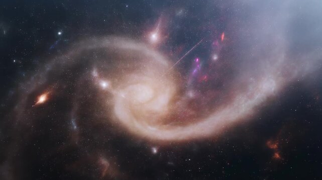 colorful abstract smoke swirling in dark space