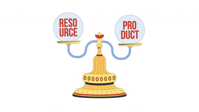 Resource efficiency 2D animation. Product optimization. Sustainable management. Economic balance. Value creation. Equilibrium animated cartoon flat concept metaphor 4K video on transparent background