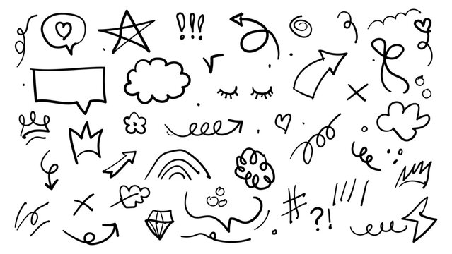 Hand drawn doodle elements and icons