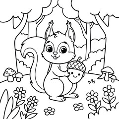 Fototapeta premium Cute cartoon elephant wearing a checkered bow tie in a simple line coloring page checkered pattern