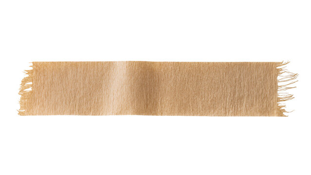 Rough textured brown paper strip with frayed edges, isolated on transparent background