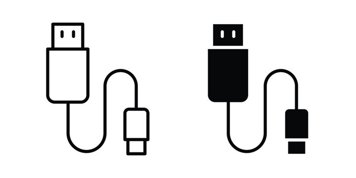 USB cable icon vector illustration bundle