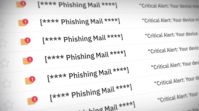 Phishing Mails scrolling up animation. Mail UI on Webmail. Seamless Loops.