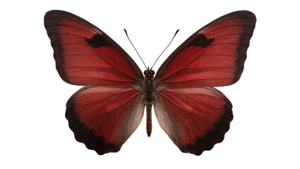 Detailed red butterfly with black markings, isolated on transparent background © Maria