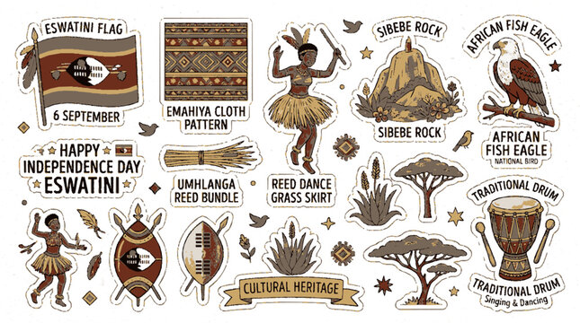 Eswatini cultural heritage sticker set