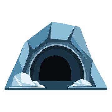 Flat illustration of a cave entrance with rocky texture