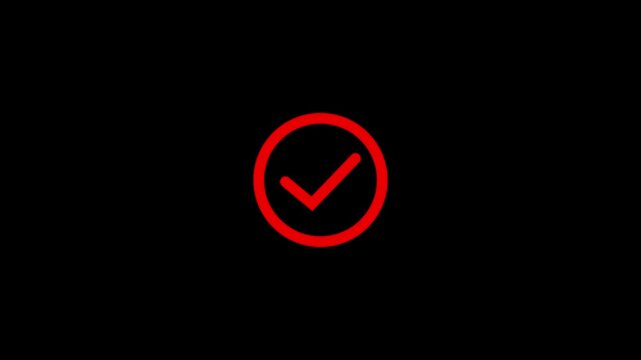 Checklist symbol icon. Animated tick mark icon with circle loading animated on a black background.approved mark icon.