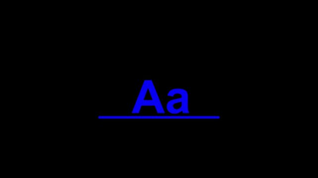 Large and small letters zoom animation. font size slider zoom text animation.type text lettering small or big font.