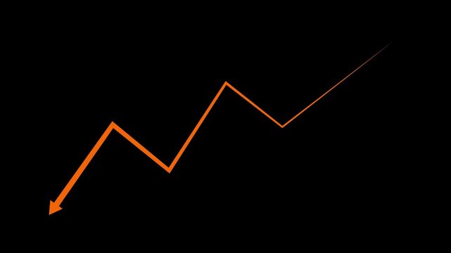 Business down arrow and graph chart animation.