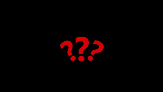 Question mark icon animation on black background. pop up question mark .