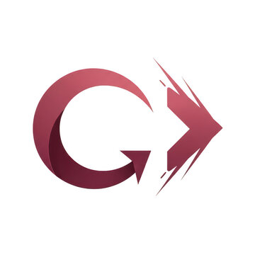 Modern stylized letter g arrow icon with dynamic red gradient design