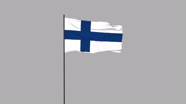 Finland Flag Animation 4K Transparent Background with Alpha Channel