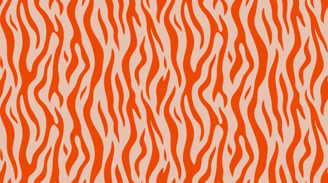 Orange Zebra Pattern Seamless Background with Beige Tone