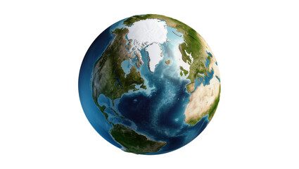 Detailed Earth globe showing continents oceans, and ice caps © Julia