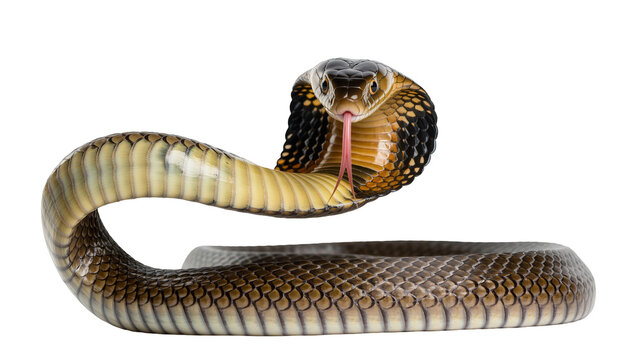 Cobra snake with hood flared and tongue flicking