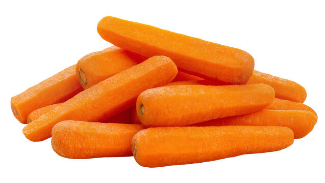 Pile of peeled raw carrots