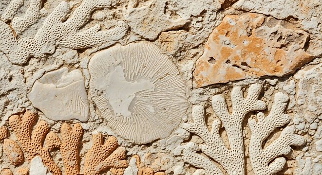 Close up texture of coral and stone wall surface detail natural pattern