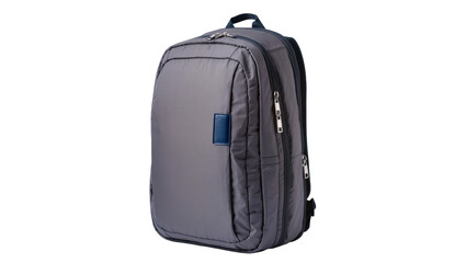 Gray modern backpack with blue accent detail and zippers © Lisa