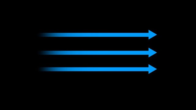 Direct Three Way Air flow arrow animation 4k video. Wind flow, cold, cooling air, air conditioner direction, animated arrows. Transparent background