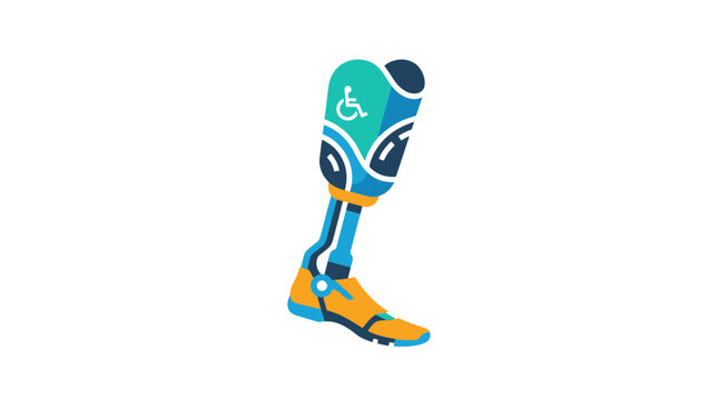 Modern Prosthetic Leg with Wheelchair Symbol - Bionic Limb Technology