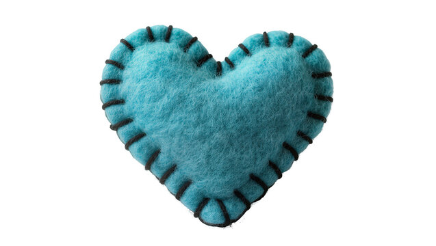Teal felt heart with black stitching