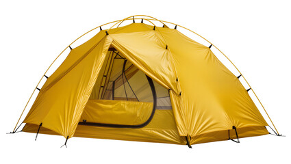 Yellow dome tent with mesh window and open entrance © Lisa