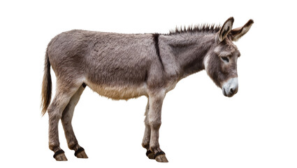 Gray donkey standing profile view with mane and tail © Lisa