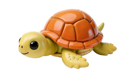 Cute cartoon turtle toy with orange shell and yellow body © Lisa