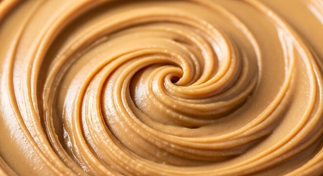 Creamy peanut butter swirl texture macro close up food background
