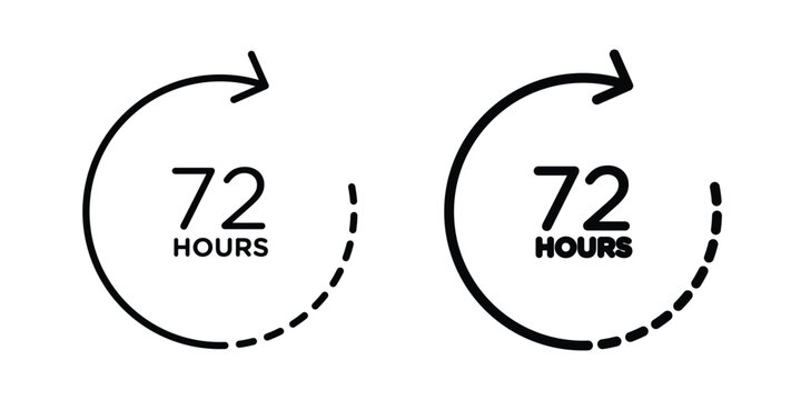 72 hours icon line and glyph bundle