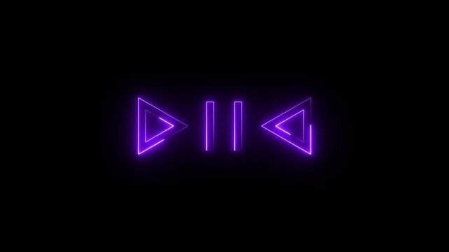 Music player design icon.Sound audio equalizer glowing play button animation.Player Interface with circular progress bar.