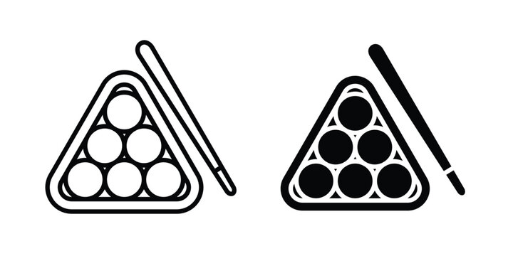 billiards icon line and glyph bundle